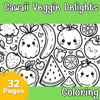 Preview of Cawaii veggie delight(CR0003)Coloring Book,Pages,Vegetable,Fruit,Activity,Gift