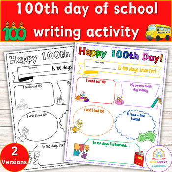 Preview of 100th Day Of School Writing Activity, If I Had 100 Dollars Writing Prompts.