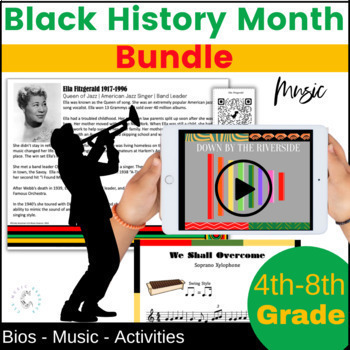 Preview of Celebrate Black History Month Music Bundle Activities Spirituals Freedom Songs