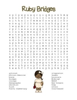 Preview of Celebrate Black History Month - Ruby Bridges - Word Search! (color version)