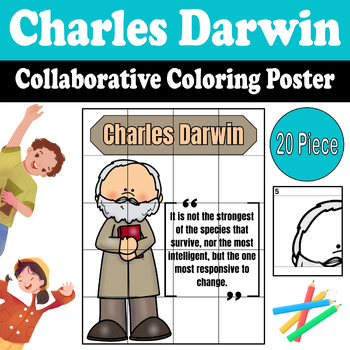 Preview of Celebrate Charles Darwin with our Collaborative Coloring Poster - Darwin Day
