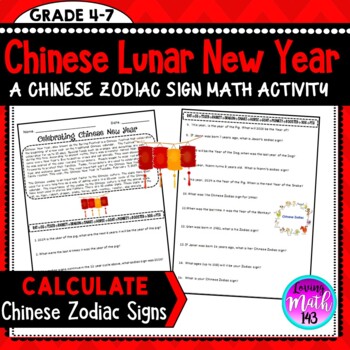 Preview of Chinese New Year Math Activity with Zodiac Signs