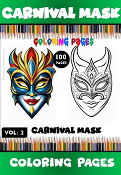 Preview of Celebrate Creativity: Carnival Mask Coloring Page Vol 2