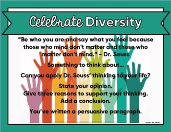 Preview of Diversity Posters and Opinion Writing CCSS Grades 3-6 Print and Digital