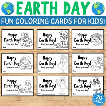 Preview of Celebrate Earth Day with Fun and Creativity Coloring Cards for Kids!