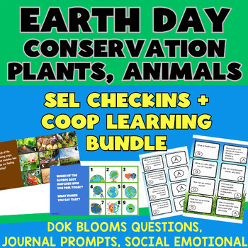 Preview of Celebrate Earth! SEL + Cooperative Learning BUNDLE | DOK, Quiz Trade, Journaling