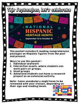 Preview of Celebrate Hispanic Heritage Month! Reading Comprehension***
