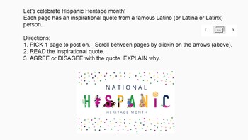 Preview of Celebrate Hispanic Heritage with Jamboard Discussion Activity google classroom