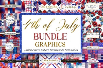 Preview of Celebrate Independence Day with Bundl's 4th of July Blue and White Clip Art Coll