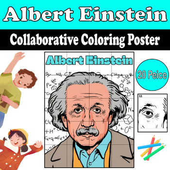 Preview of Celebrate Inventors Day with Albert Einstein! Collaborative Coloring Poster