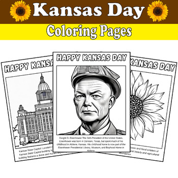 Preview of Celebrate Kansas Day with Engaging Coloring Pages