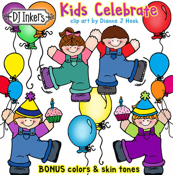 Celebrate Kids - Birthday and Party Clip Art Download by DJ Inkers