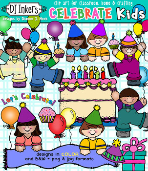 Preview of Celebrate Kids - Birthday and Party Clip Art Download