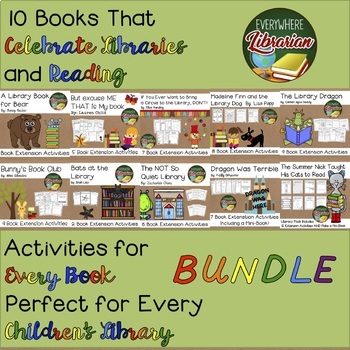 Preview of Celebrate Libraries 10 Picture Book Activity BUNDLE - NO PREP - 74 ACTIVITIES