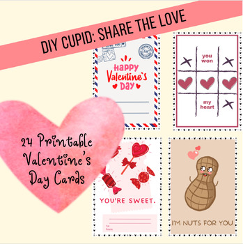 Preview of Celebrate Love, Spread Joy, Printable Valentine's Day Card Set