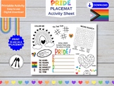 Celebrate PRIDE Placemat, Kids Activity Table Mat, Craft A