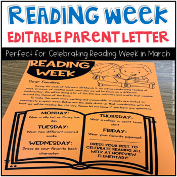 Preview of Celebrate Reading Week in March: Dress Up Days Parent Letter