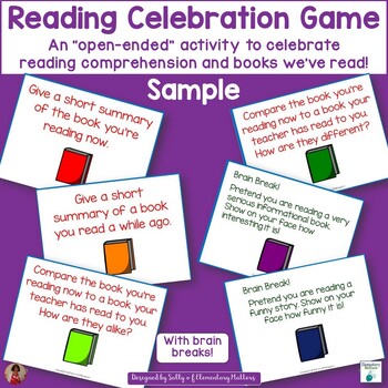 Preview of Celebrate Reading and Books Task Cards and Conversation Starters (Sample)