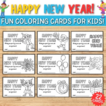 Preview of Celebrate The New Year with Fun and Engaging Coloring Cards For Kids!