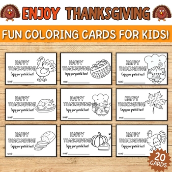 Preview of Celebrate The Thanksgiving with Fun and Engaging Coloring Cards For Kids!