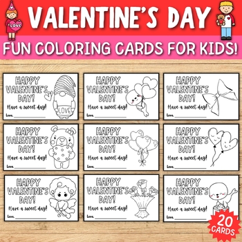 Preview of Celebrate The Valentine's Day with Fun and Engaging Coloring Cards For Kids!