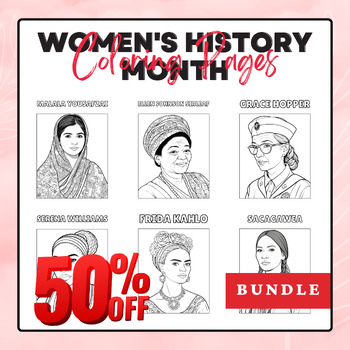 Preview of Celebrate Women's History Month Coloring Pages BUNDLE- Printable