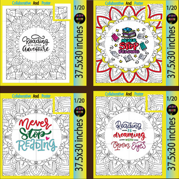 Preview of International Children's Book Day collaborative coloring poster Reading Bundle