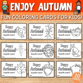 Preview of Celebrate the Autumn Season with Fun and Engaging Coloring Cards For Kids!