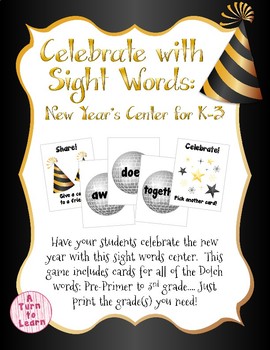 Preview of Celebrate the New Year With Sight Words - A Common Core Center for K-3!