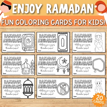Preview of Celebrate the Ramadan Season with Fun and Engaging Coloring Cards For Kids!
