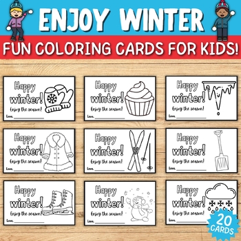 Preview of Celebrate the Winter Season with Fun and Engaging Coloring Cards For Kids!