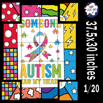 Preview of Autism Awareness Day Collaborative Coloring page Bulletin Board Poster Activity