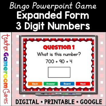 Preview of Expanded Form Bingo Powerpoint Game - Place Value - 3 Digit Numbers Game