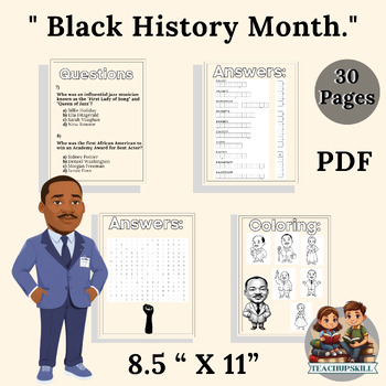 Preview of Celebrating Black History: Fun  for Kids, quizzes, puzzles, and coloring pages