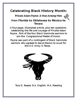 Preview of Celebrating Black History Month: Private Adam Payne__A Man Among Men