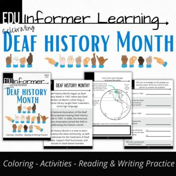 Preview of Celebrating Deaf History Month, Printable and Digital Workbook