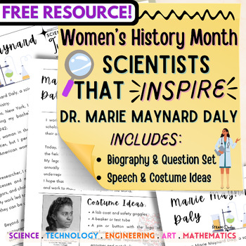 Preview of Celebrating Dr. Marie Maynard Daly: A FREE Resource for Science Teachers WHM BHM