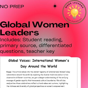 Preview of Celebrating Global Voices: International Women's Day Reading Comprehension