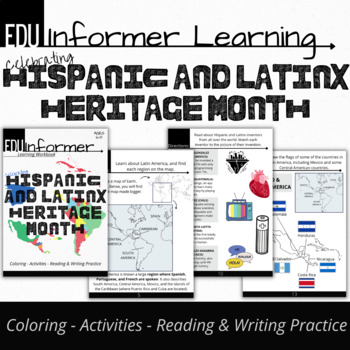 Preview of Celebrating Hispanic and Latinx Heritage Month, Printable and Digital Workbook