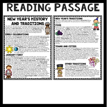 celebrating new years reading comprehension worksheet history traditions