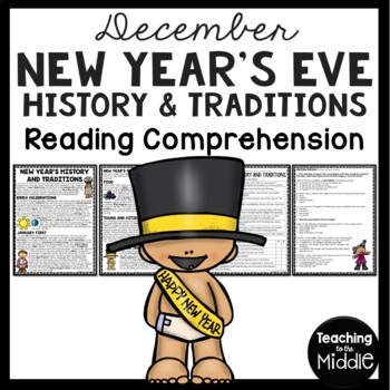 Preview of New Year's Eve History and Traditions Reading Comprehension Worksheet December