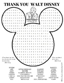 Thank You Walt Disney wordsearch Puzzle Worksheet