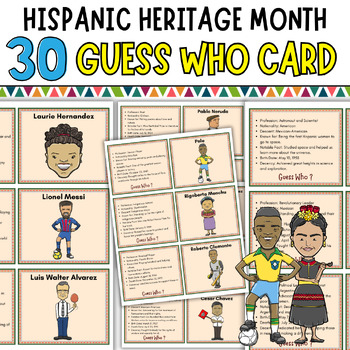 Preview of Who am I Hispanic Heritage Month matching game  | Latino Leaders Guess Who