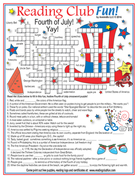 Celebrating The Fourth Of July Crossword Puzzle Distance Learning