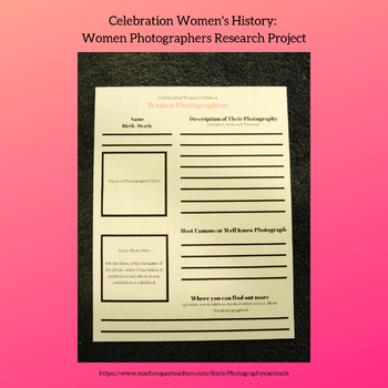 Preview of Celebrating Women's History: Women Photographers Research Project