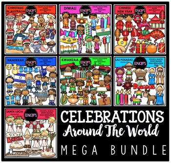 Preview of Celebrations Around The World Clip Art Mega Bundle {Educlips Clipart}