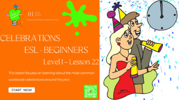 Preview of Celebrations / ESL PDF LESSON / (easy no prep lesson)