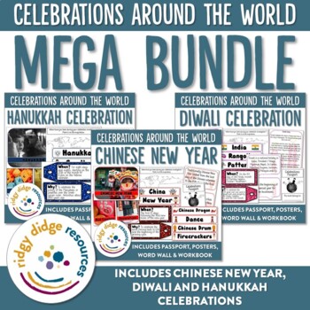 Preview of Celebrations Mega Bundle 1 Chinese New Year, Diwali, Hanukkah
