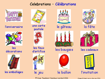Preview of Celebrations and Christmas in French Posters / Slides