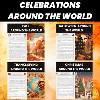 Preview of Fall Celebrations and Holidays Around the World Reading Comprehension Worksheets